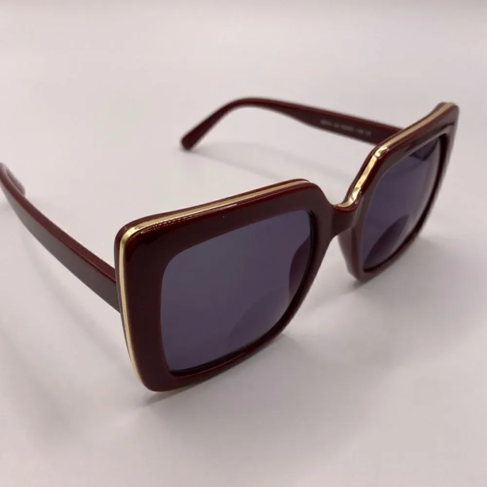 0005 Minclaa Oversized Burgundy Sunglasses NWOT
